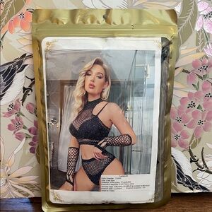 Black Fishnet Lingerie Set